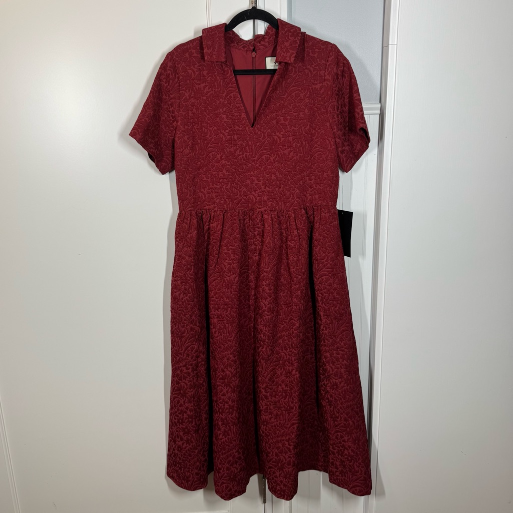 Tuckernuck Cranberry Jacquard Adelaide Midi Dress Size Xl Wedding Work Office — image 2 of 8